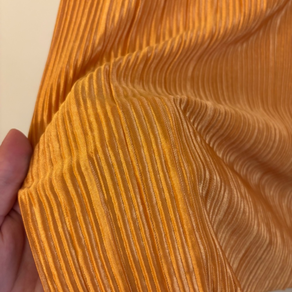 Orange Silky Pleated Button Down - image 4